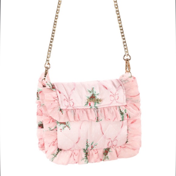 Selkie ‼️RARE‼️ SILK Pink Flowers & Bows Micro Wallet Bag NWT 🔖